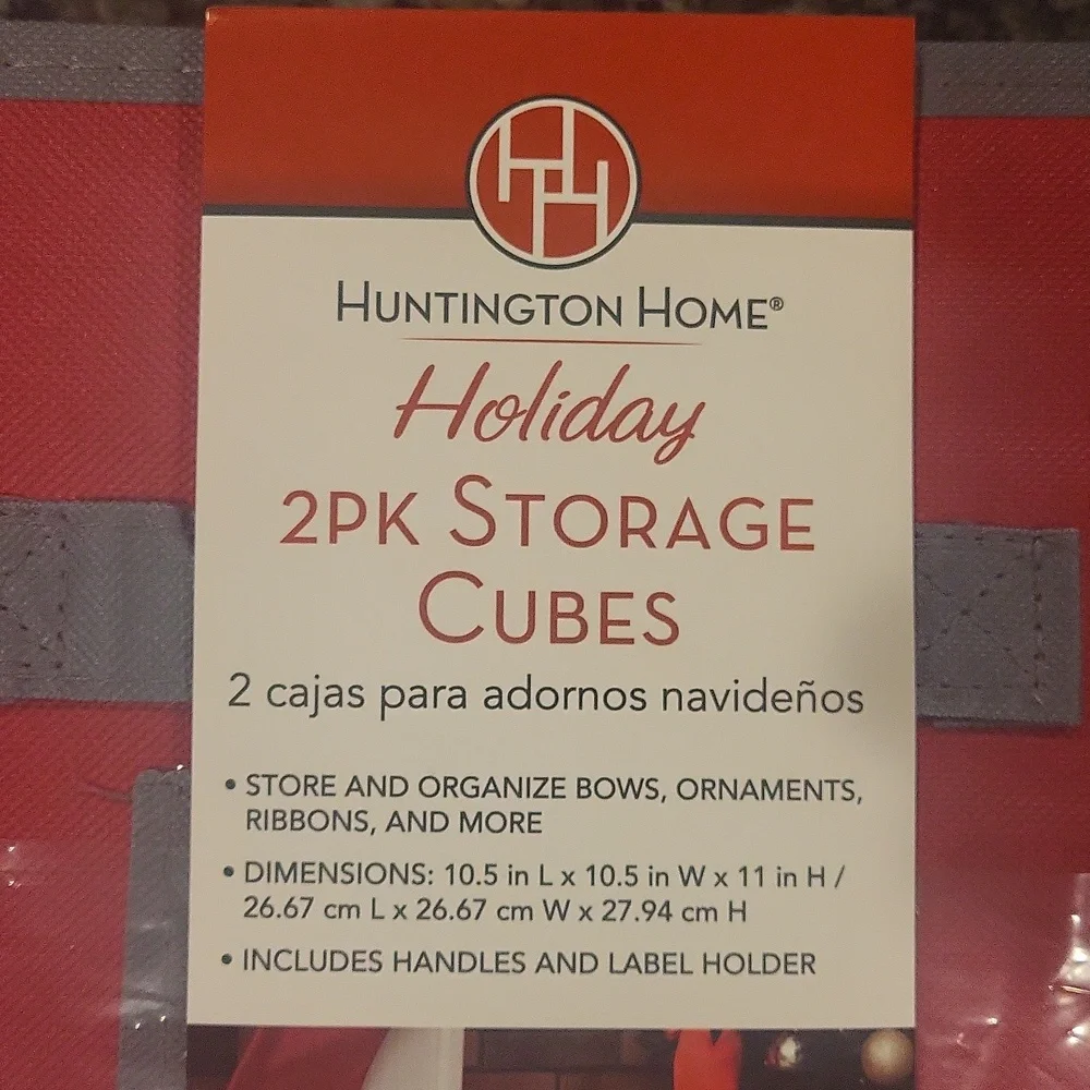 Huntington Home 2 Pack STORAGE CUBES red w/ cover new w/ tags 10.5
